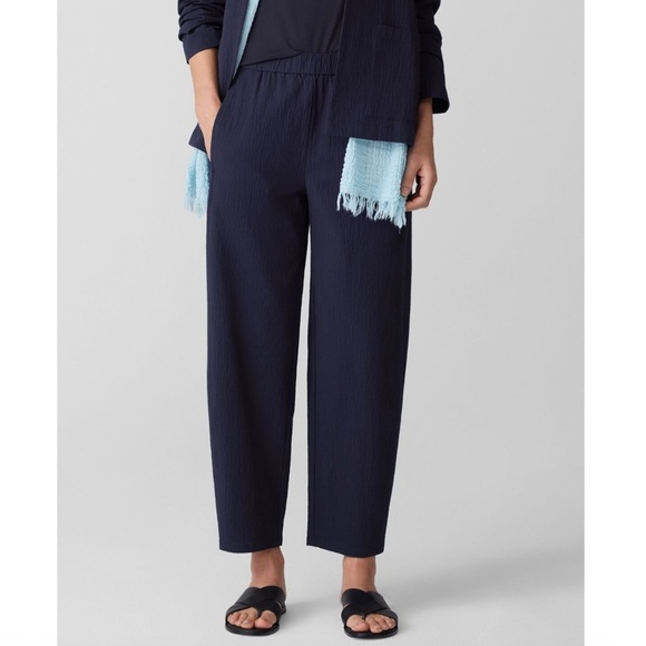 Eileen Fisher Woman System Washable Straight Crepe Pants Midnight Blue 1X NEW - Picture 1 of 4